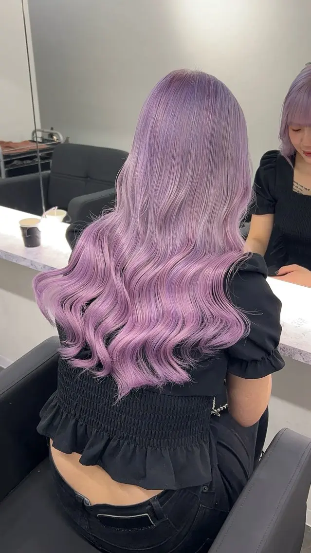 セミロング パープルカラー カット ヘアカラー トリートメント 田中 翔覇のヘアスタイル