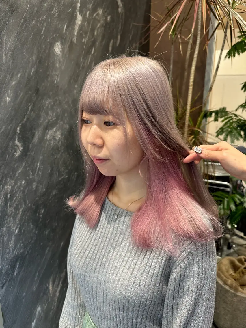セミロング カラー ブリーチ ケアブリーチ ダブルカラー グレージュ ハイトーンカラー ヘアカラー トリートメント 💋ハイトーンデザイ ンヘア💋A'nyuのヘアスタイル