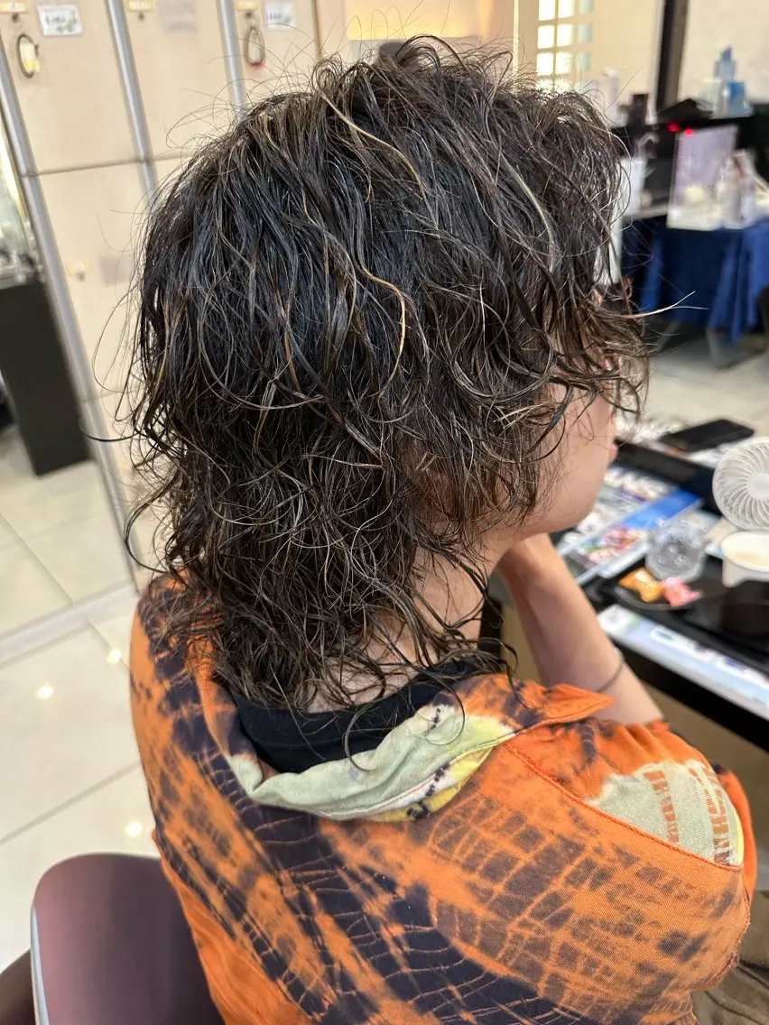 パーマ 内田温子大人女性 ハイライト、ボブのヘアスタイル