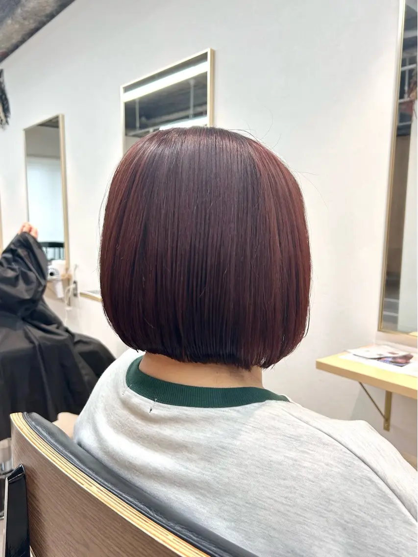 ミディアム カラー ブラウンカラー レッドカラー レッドブラウン ボブ ハイライト/レイヤー /艶髪/吉田愛望のヘアスタイル