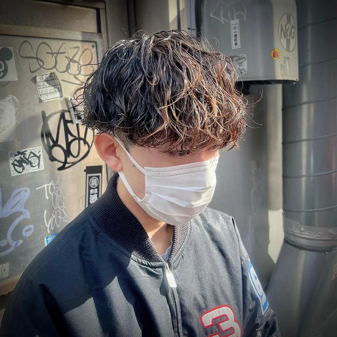 メンズ マッシュ 波巻きパーマ メンズ特化/パーマ/ メッシュ/竜成のヘアスタイル