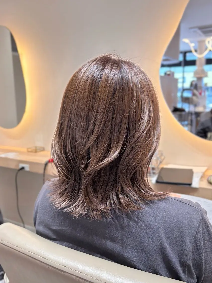 ミディアム カラー カット ヘアカラー 🌱なゆみ🌱透明感 /ナチュラル/春日のヘアスタイル