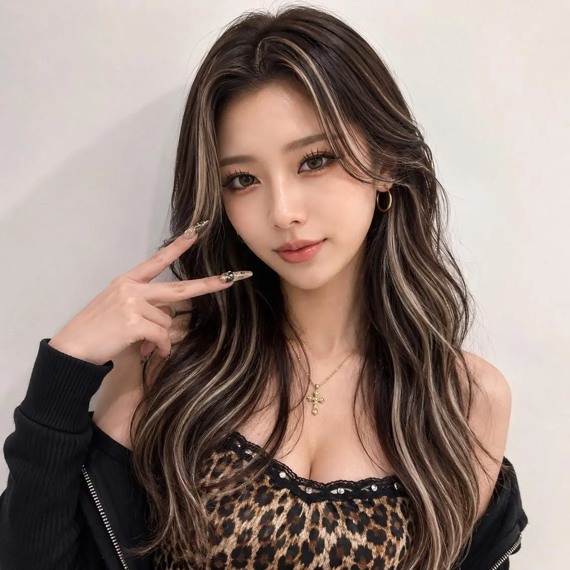 カラー ロング カラー ×シールエクステのヘアスタイル