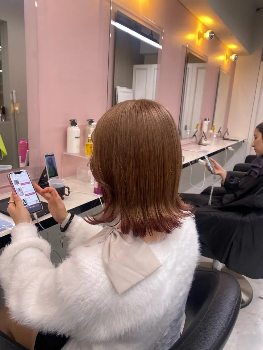 ミディアム カラー ヘアカラー ♥️韓国風透明感 暖色misa♥️のヘアスタイル