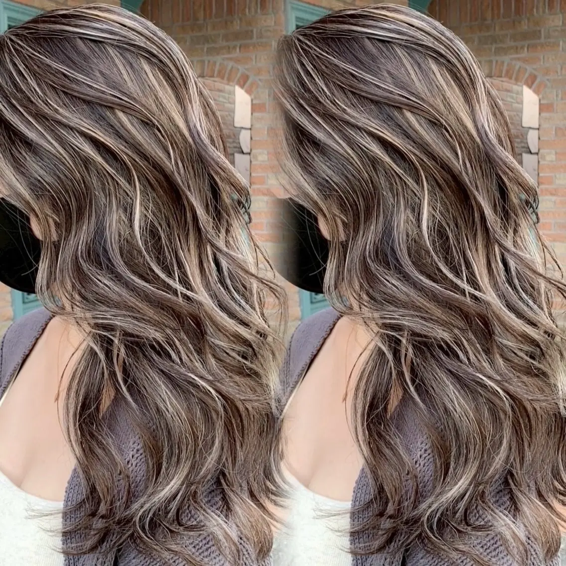 ロング カラー ベージュカラー デザインカラー ダブルカラー ハイライトカラー ハイライト 大智/ハイライト バレイヤージュのヘアスタイル