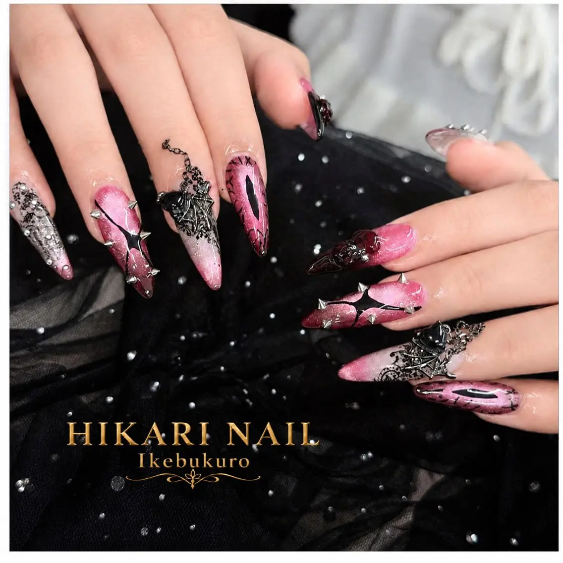 ネイル チークネイル 長さ出し フレンチネイル ガーリー ハロウィン ハンドネイル HikariNail Ikebukuroのネイルデザイン