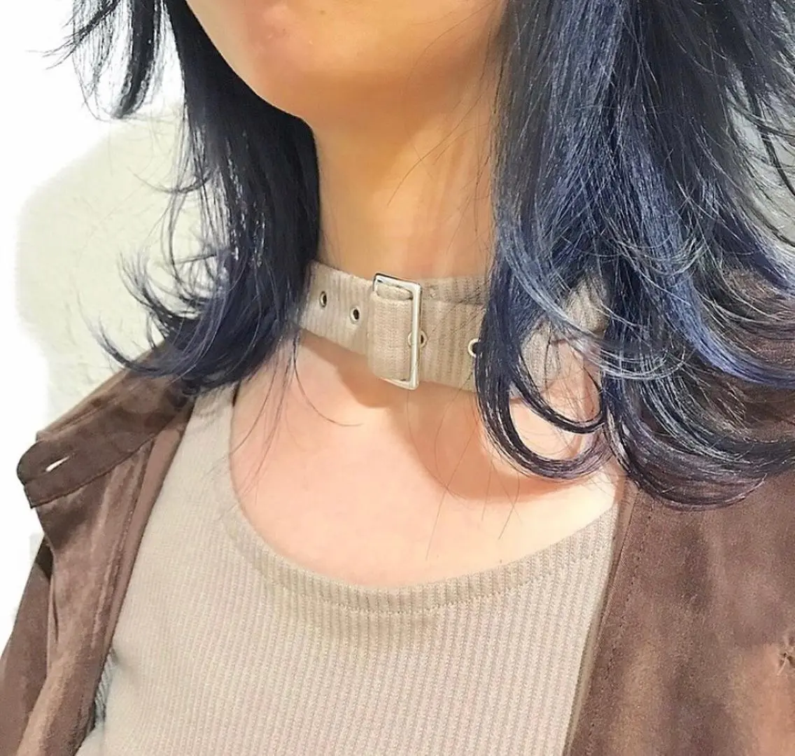 セミロング カラー アッシュ ブルーカラー 藤井 貴美子のヘアスタイル