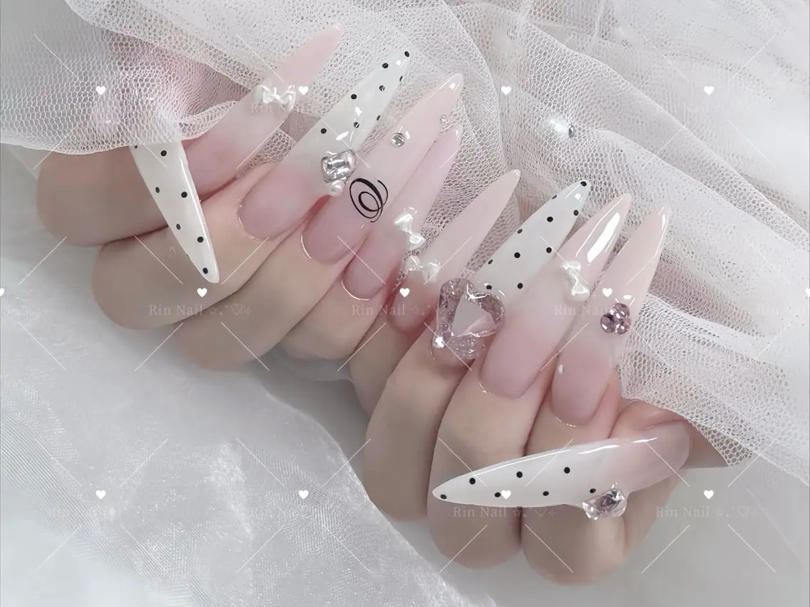 ネイル べっ甲ネイル ブルー 長さ出し フレンチネイル ジェルネイル ハンドネイル Rin Nail 新大久保店のネイルデザイン