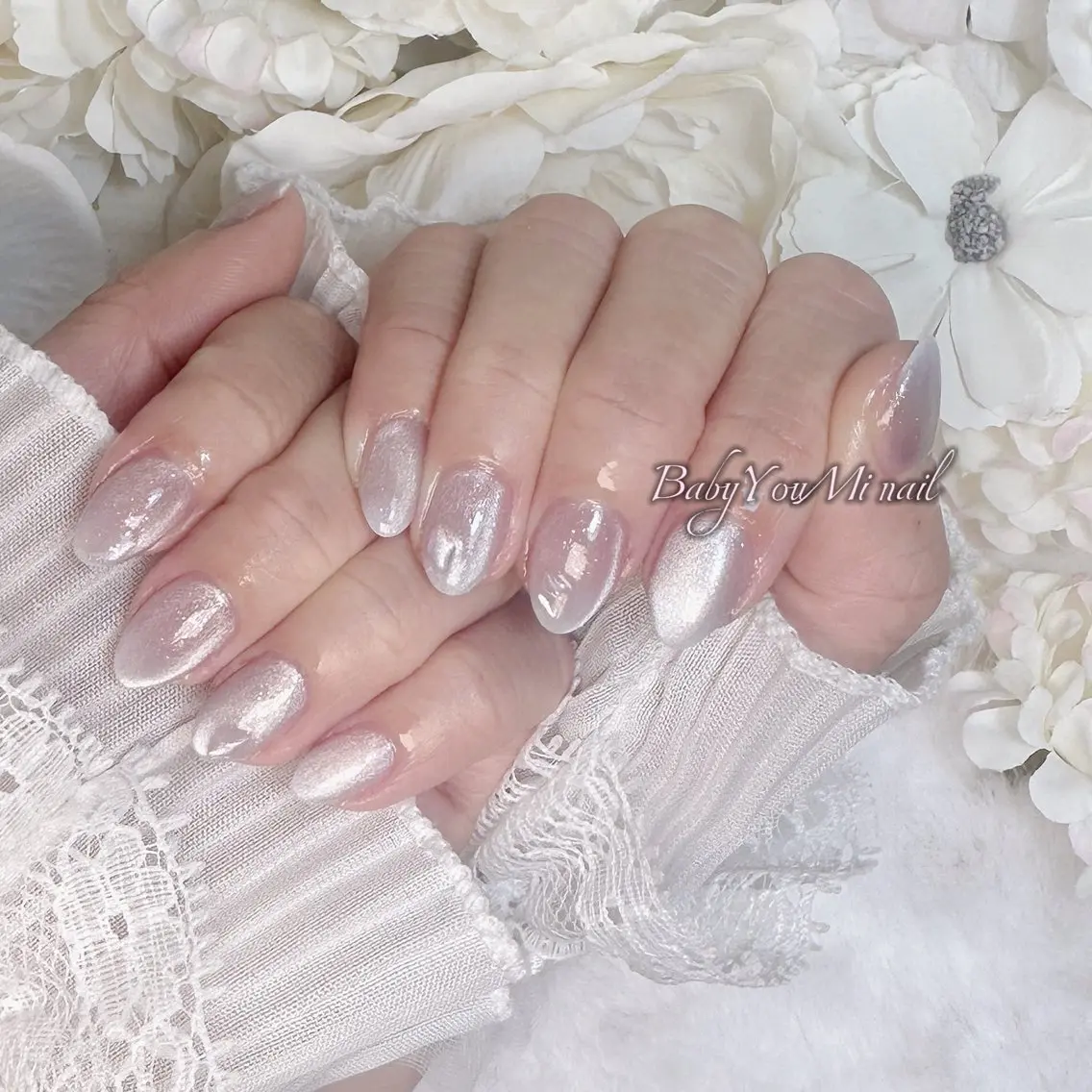 ネイル オーロラネイル 成人式 フットネイル フレンチネイル ジェルネイル ハンドネイル BabyYouMi nailのネイルデザイン
