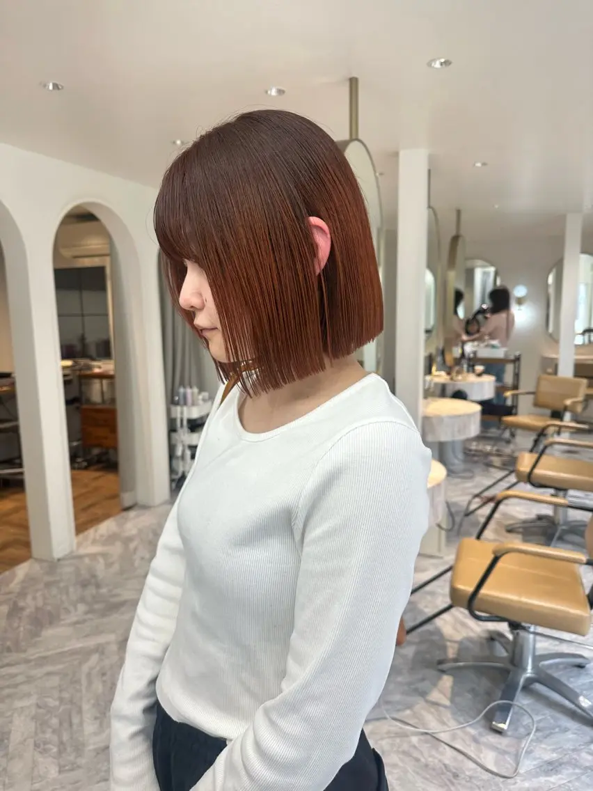 ショート カラー ブリーチ グラデーションカラー ハイトーンカラー ブリーチなしカラー オレンジ カット ヘアカラー トリートメント REINA☁️透明感 カラー/ぷつっと♡のヘアスタイル