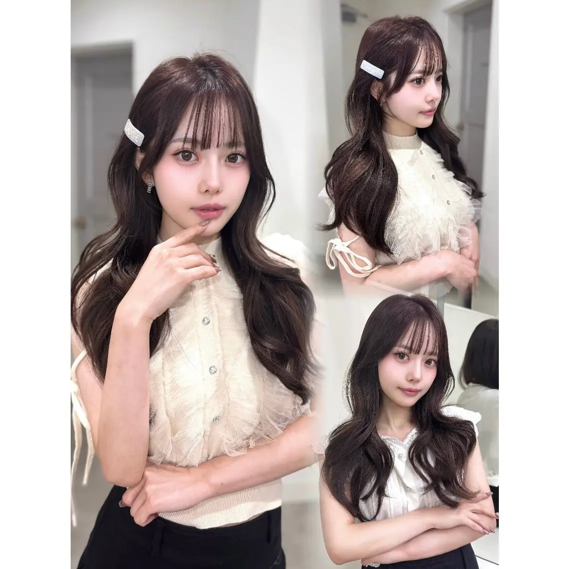 ロング カラー ブラウンカラー ラベンダーカラー 顔周りカット カット ヘアカラー トリートメント 透明感カラー ♡𝐒𝐚𝐤𝐢♡のヘアスタイル