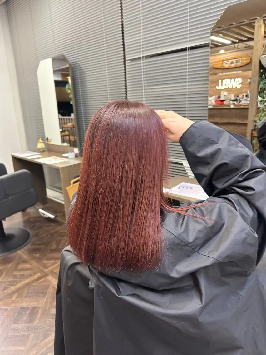 セミロング カラー ピンクカラー 大場 賀句のヘアスタイル