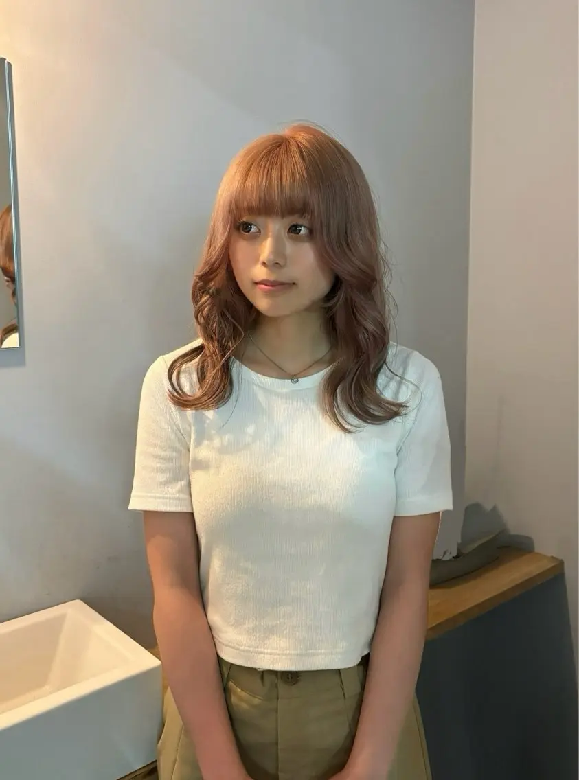 ミディアム カラー ベージュカラー ブラウンカラー ブラウンベージュ カットモデル/ ブリーチ/いぶきのヘアスタイル