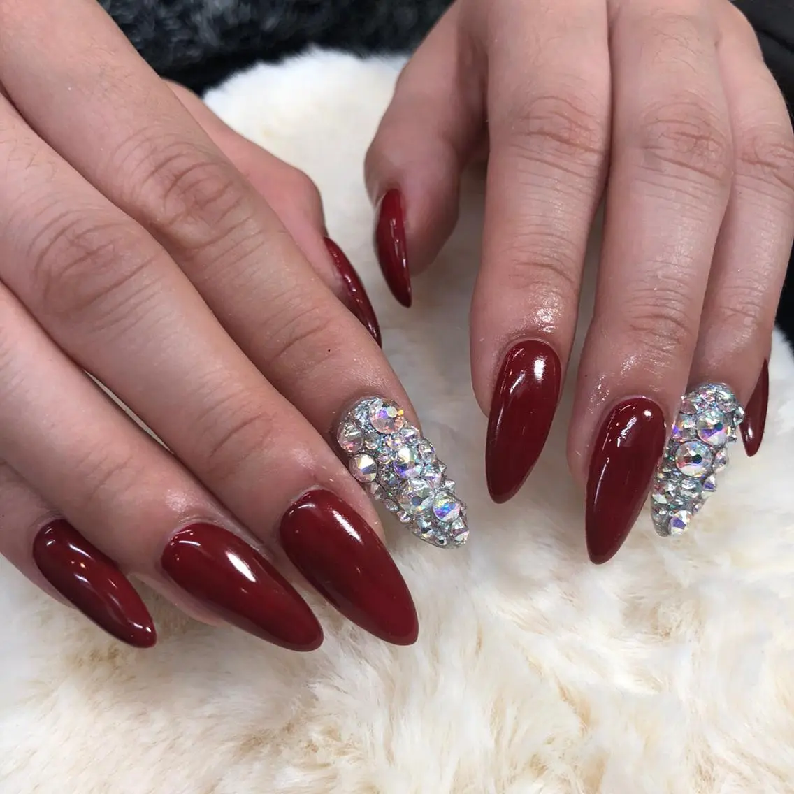 ロング ネイル ワンカラーネイル ストーンネイル nail 1997のネイルデザイン