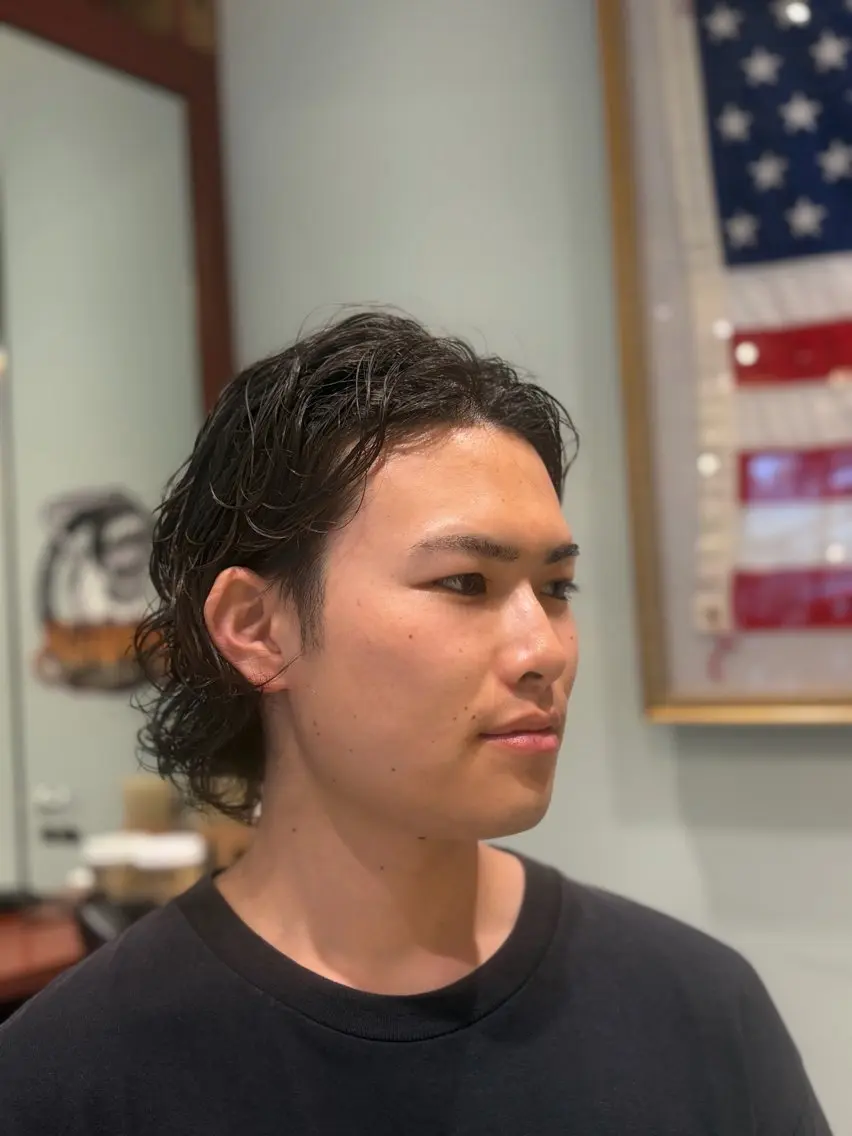 セミロング カット パーマ 鈴木 航のヘアスタイル