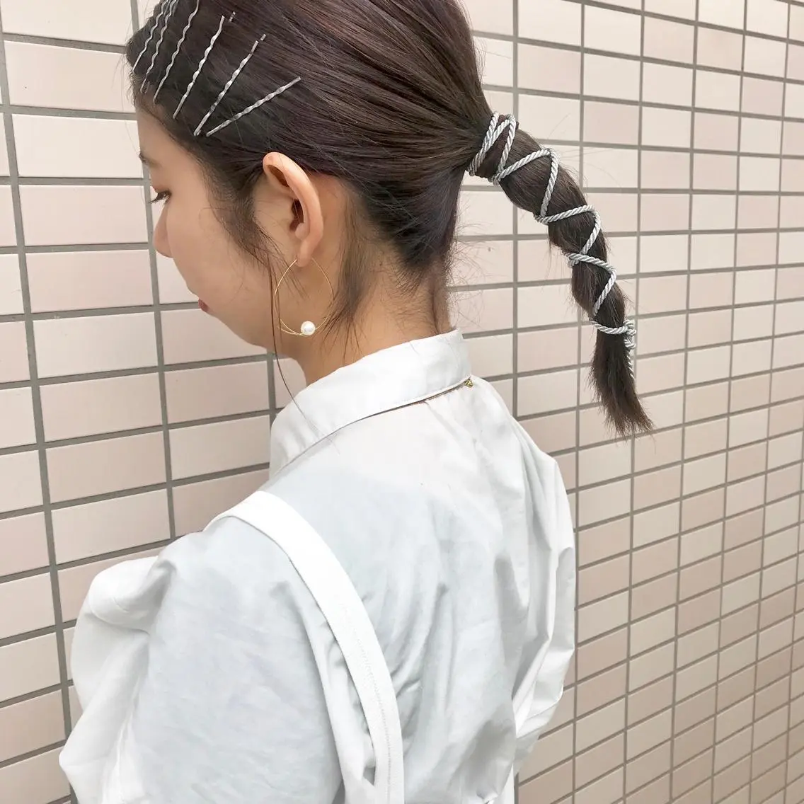 ミディアム ヘアアレンジ ヘアセット riho/レイヤー/ ハイトーン/ブリーチのヘアスタイル