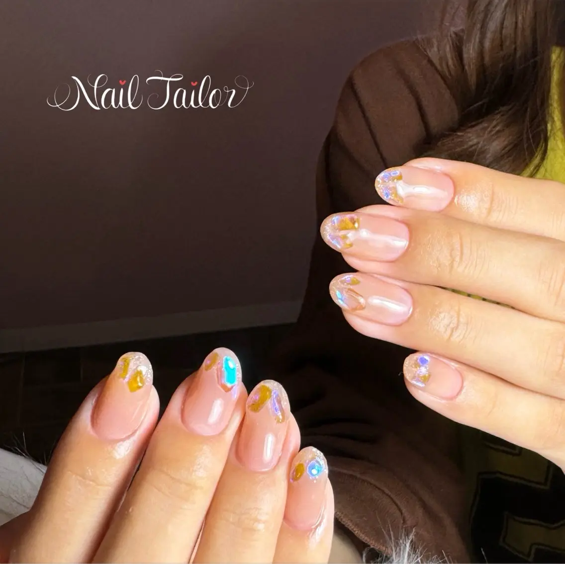 ネイル 長さ出し ジェルネイル キラキラネイル 韓国ネイル ロングネイル ハンドネイル NailTailor ネイルテイラーのネイルデザイン