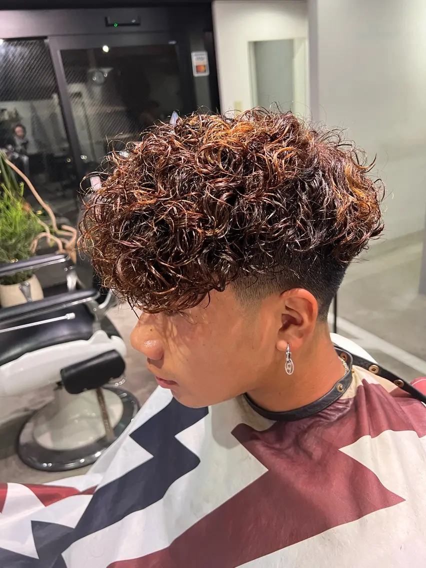 ショート パーマ メンズ スペインカール 朝陽 /メンズヘア特化のヘアスタイル
