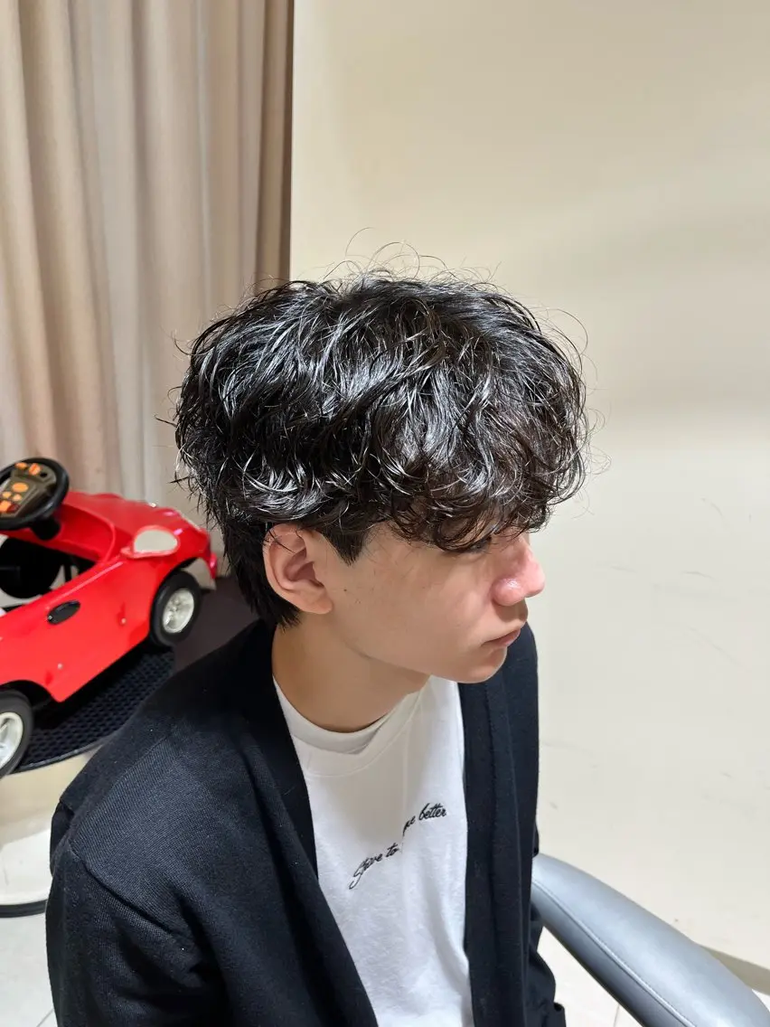 ショート パーマ メンズ メンズ韓国風 韓国マッシュ マッシュウルフ マッシュ メンズパーマ 🧊メンズ特化🧊 高木航希のヘアスタイル