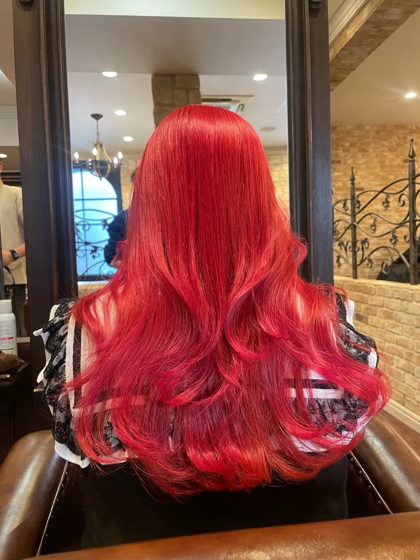 ロング カラー ベージュカラー ブラウンカラー 町田/レイヤーカット ハッシュカット/八木のヘアスタイル