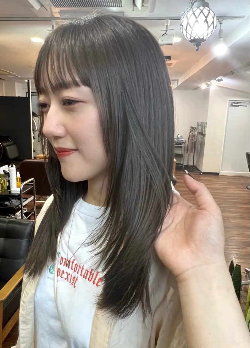ロング カラー オリーブカラー ヘアカラー 韓国ヘア 🎀華澄のヘアスタイル