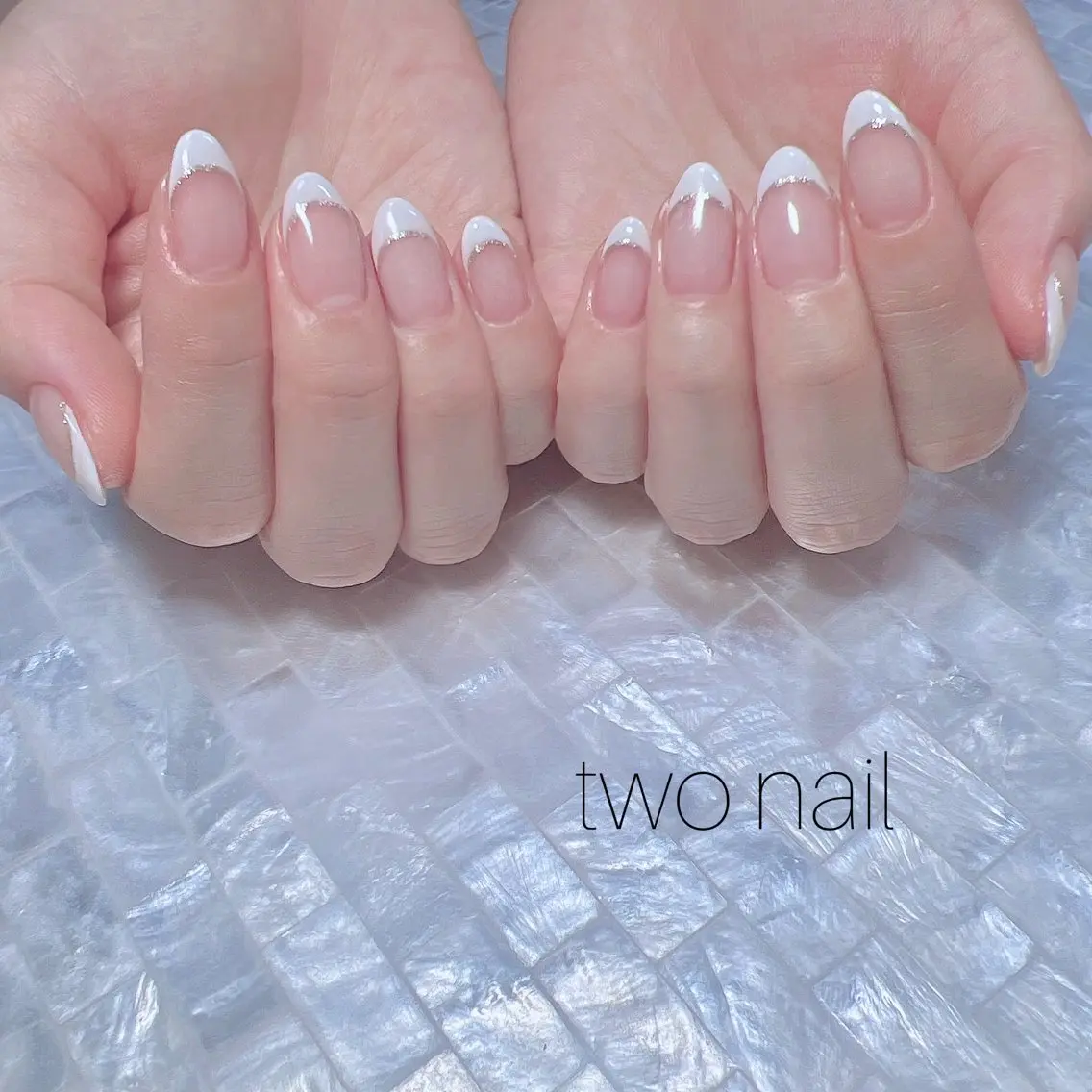 ネイル アートネイル ネイルチップ ホワイト ハンドネイル two nailのネイルデザイン