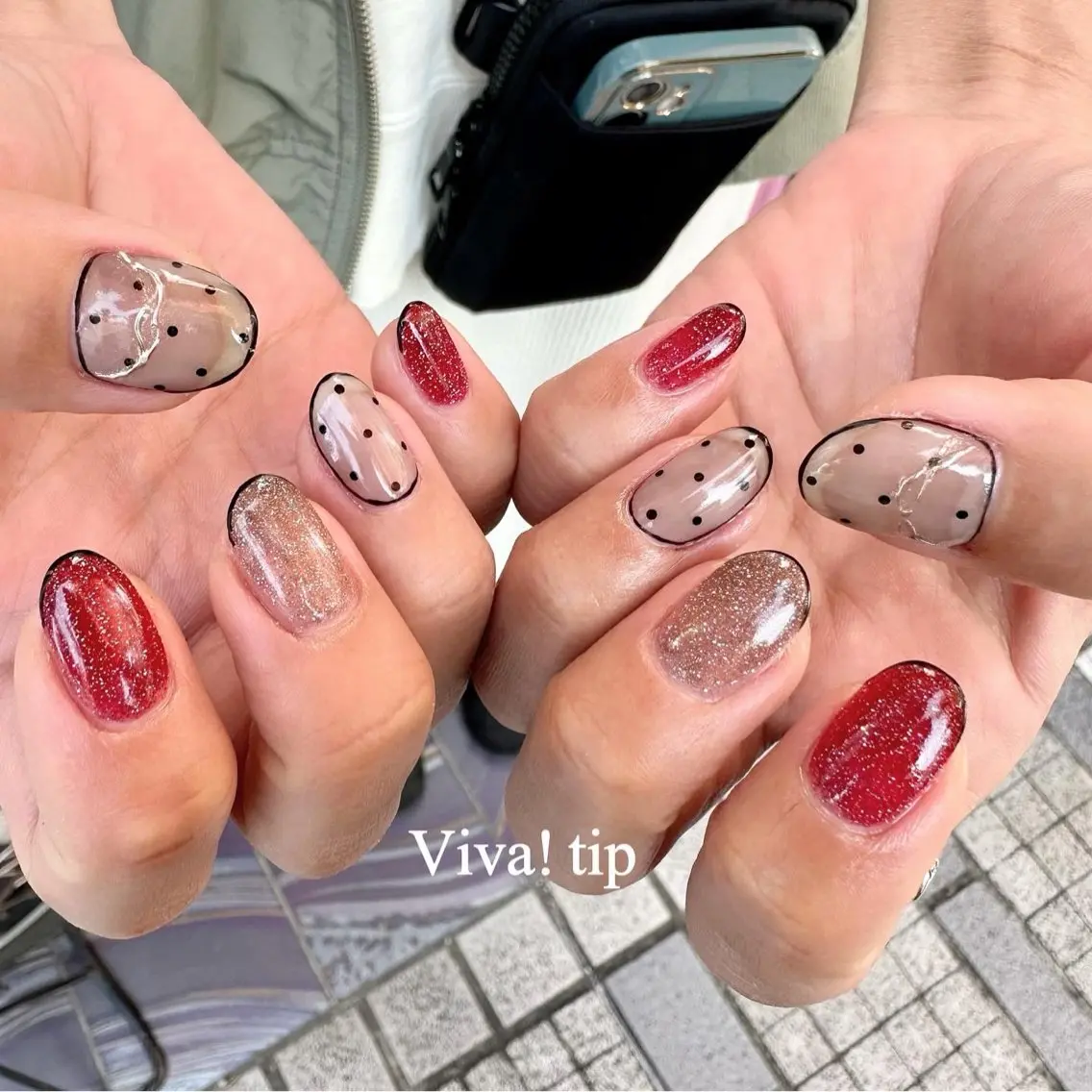 ネイル アートネイル ドット 韓国ネイル ミラーネイル Viva!tip ビバティップネイルのネイルデザイン