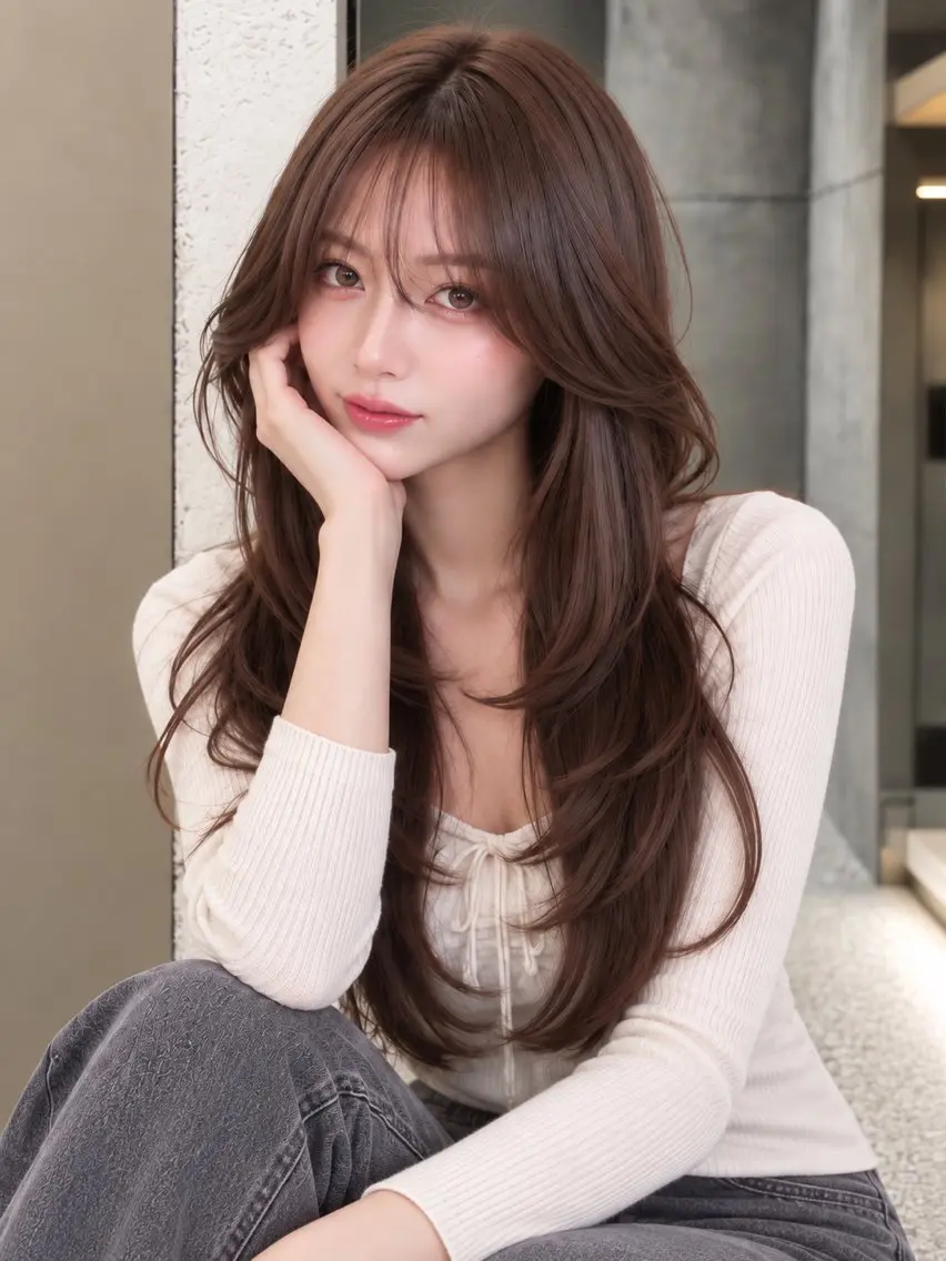 ロング カラー カット ヘアカラー トリートメント 🦋韓国girly 艶髪矯正🦋凛太郎のヘアスタイル