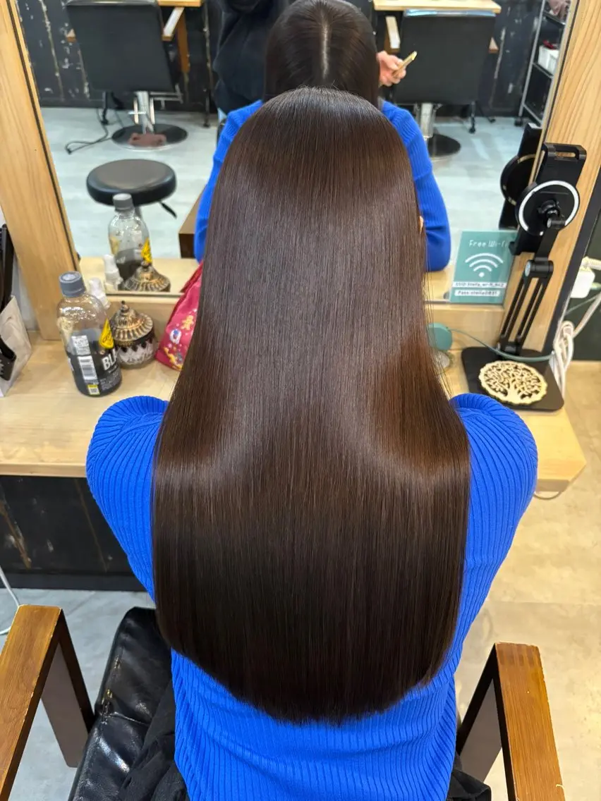 ロング カラー 縮毛矯正 縮毛矯正 トリートメント ヘッドスパ ヘアセット 美髪矯正 🌈髪質改善 山下のヘアスタイル