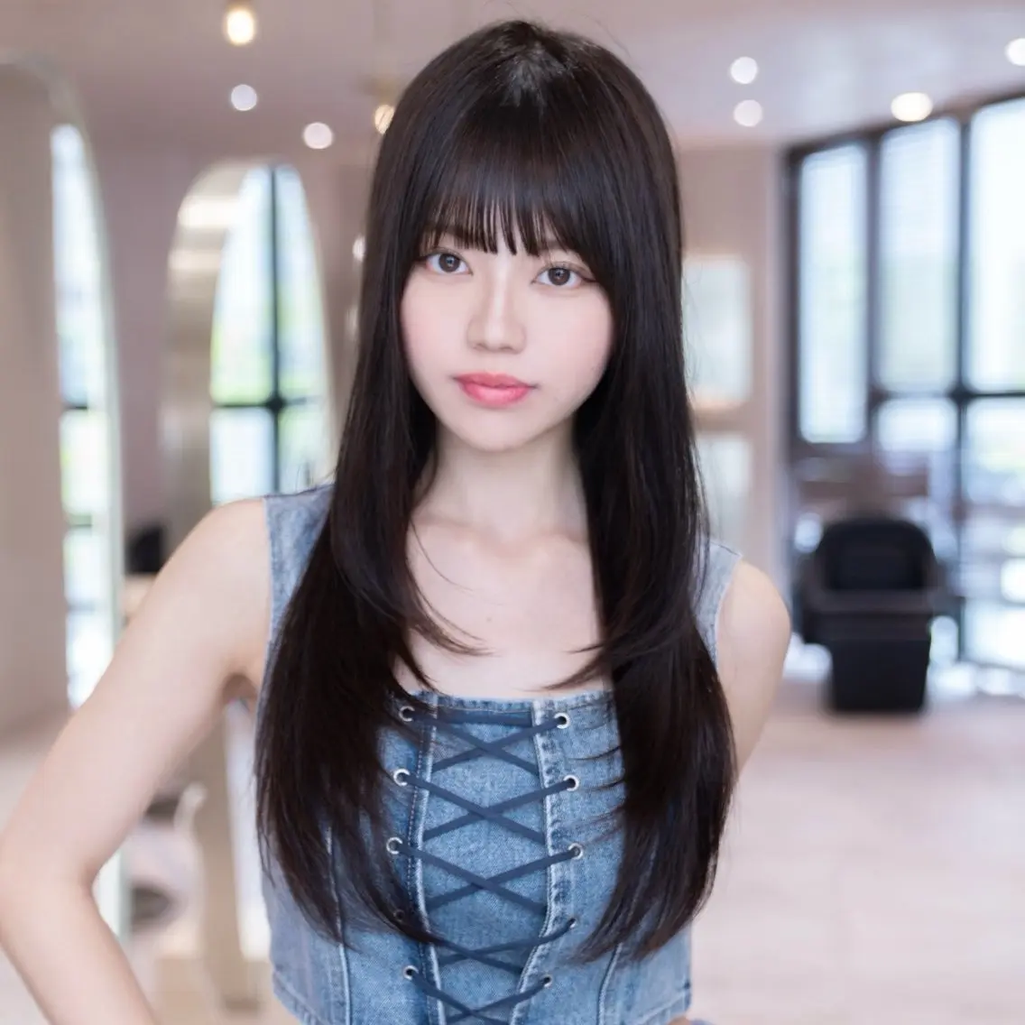 セミロング カラー ブリーチ ケアブリーチ 透明感カラー 韓国風ヘア レイヤーカット カット 韓国レイヤー× 透明感暗髪/nanoのヘアスタイル