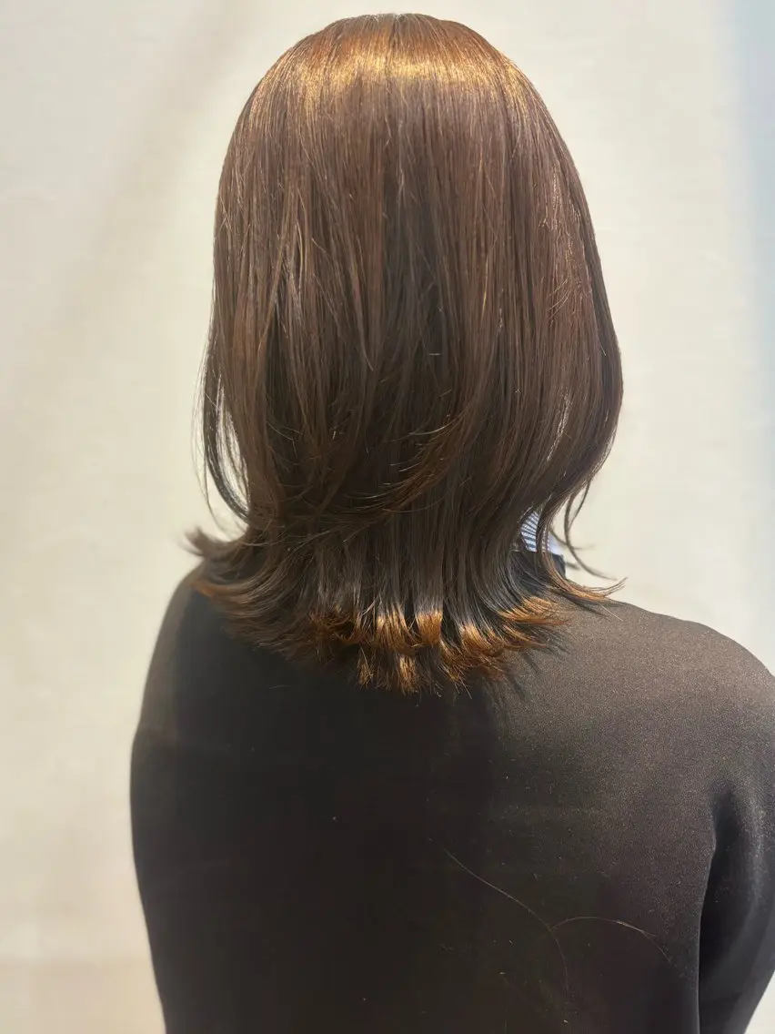 ミディアム カラー ブラウンカラー カット ヘアカラー トリートメント hair make powder 薮本のヘアスタイル