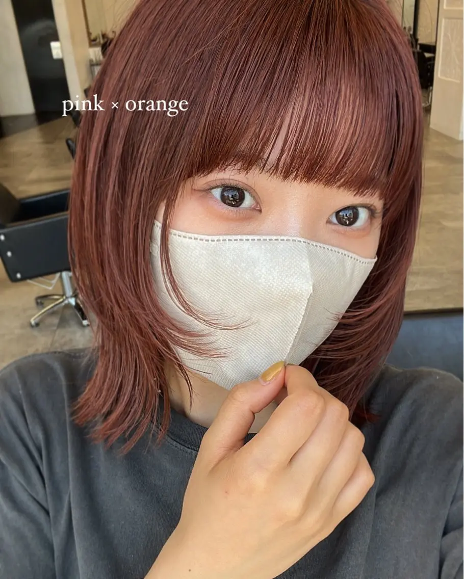 カラー オレンジ オレンジピンク ピンクカラー カット ヘアカラー トリートメント 🎀暖色カラー/艶 ヘア/Anzu🎀のヘアスタイル