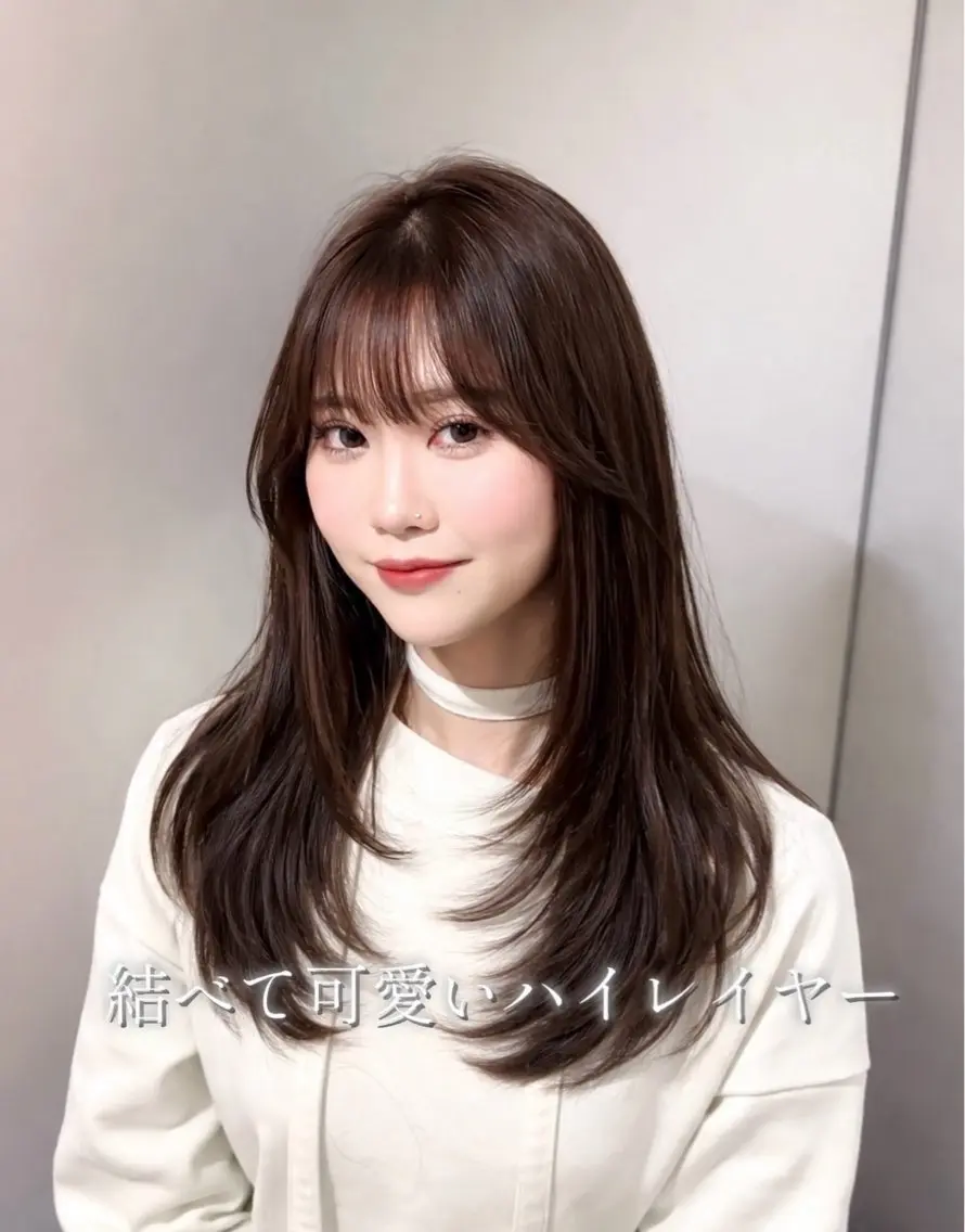 ロング ハイレイヤー レイヤーカット カット ヘアカラー トリートメント 💎韓国レイヤー× 髪質改善ゆうま💎のヘアスタイル