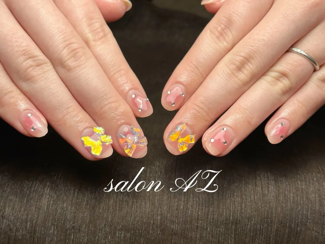 ネイル 長さ出し フットネイル フレンチネイル マグネットネイル ニュアンスネイル salon AZのネイルデザイン