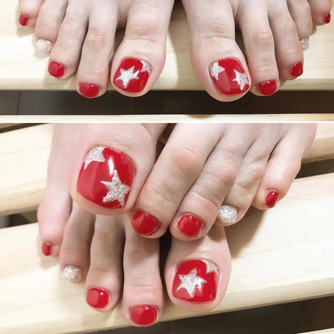 ネイル フットネイル 赤色 シンプルネイル 春ネイル ホワイト フットネイル nail fufla ♡yamane♡のネイルデザイン