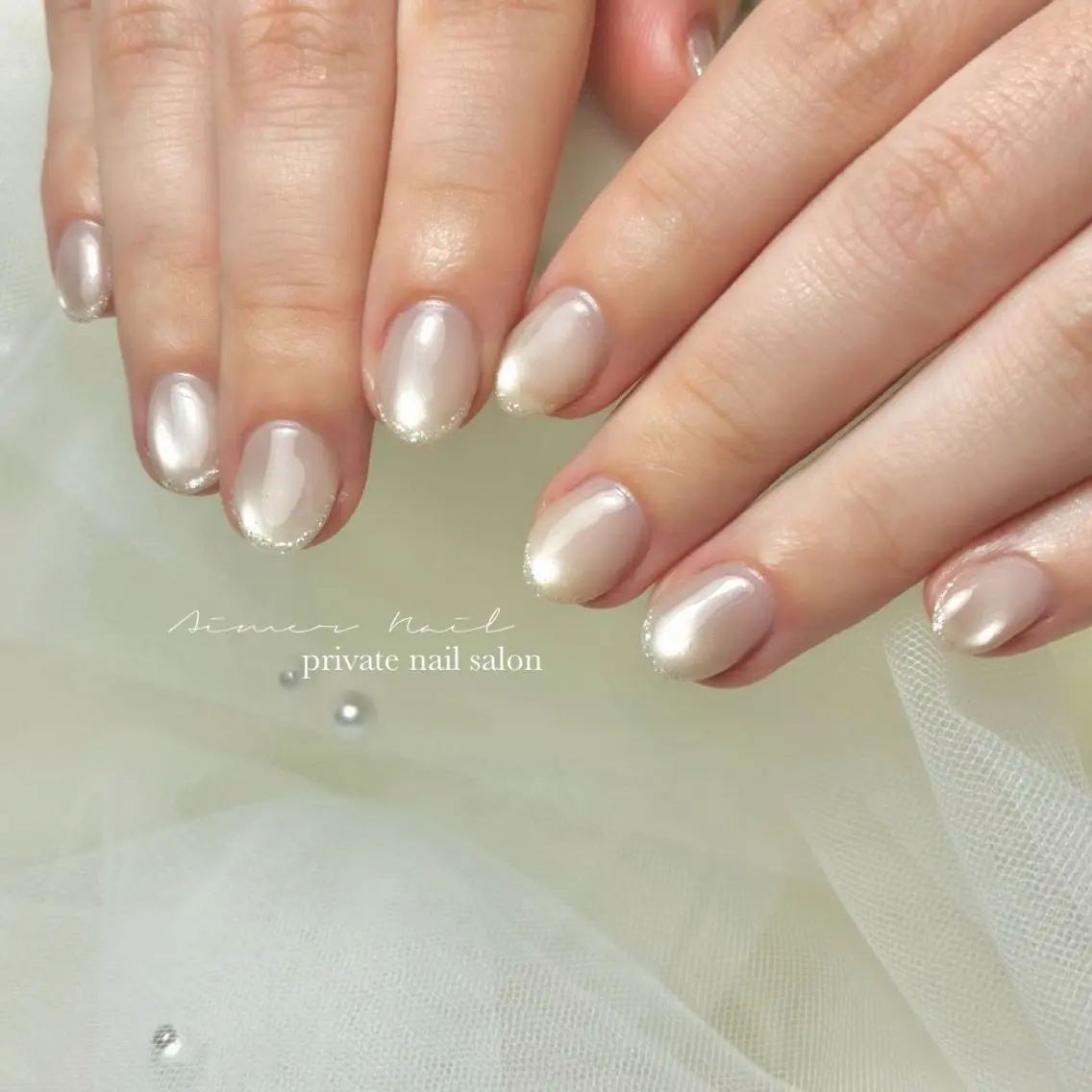 ネイル フレンチネイル キラキラネイル マグネットネイル Amier Nailのネイルデザイン