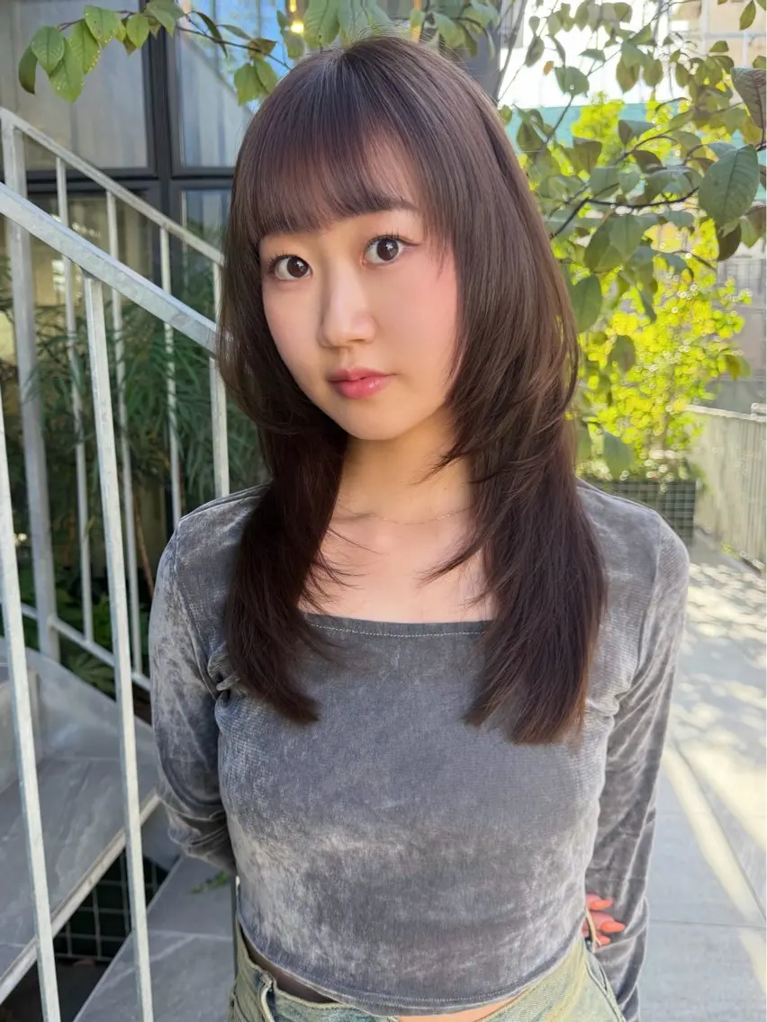 ロング カラー ハイレイヤー レイヤーカット カット レイヤーカット 韓国ヘアayameのヘアスタイル