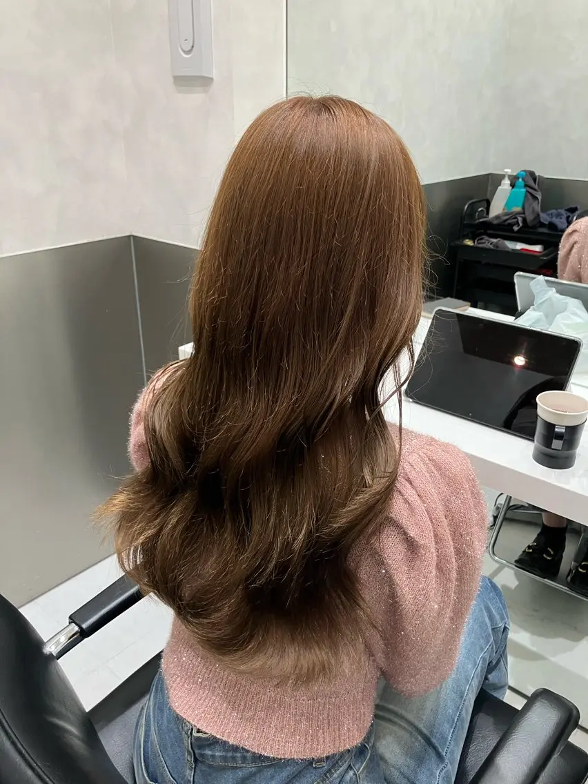 ロング カラー カット ヘアカラー トリートメント 💖ブリーチなし透明 感💖ASAHIのヘアスタイル