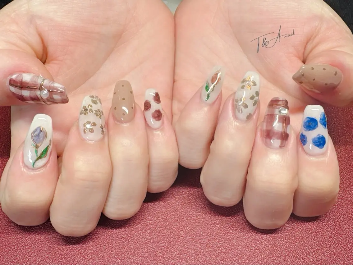 ネイル フラワーネイル ジェルネイル スカルプネイル 春ネイル T&A nailのネイルデザイン