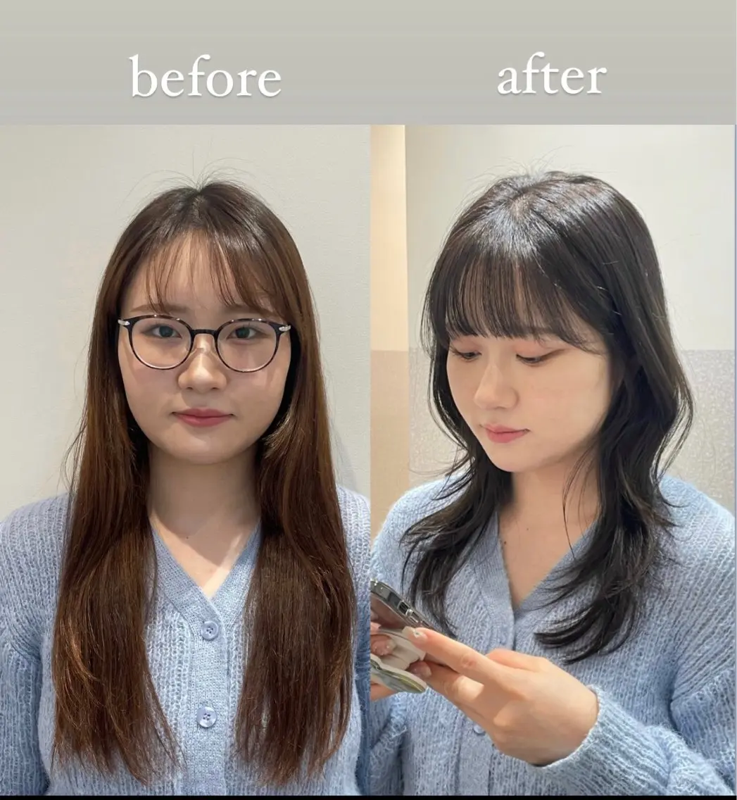 セミロング ハッシュカット 韓国風ヘア レイヤーカット ❤︎︎韓国ヘア❤︎︎ 𝑺𝒉𝒊𝒉𝒐のヘアスタイル