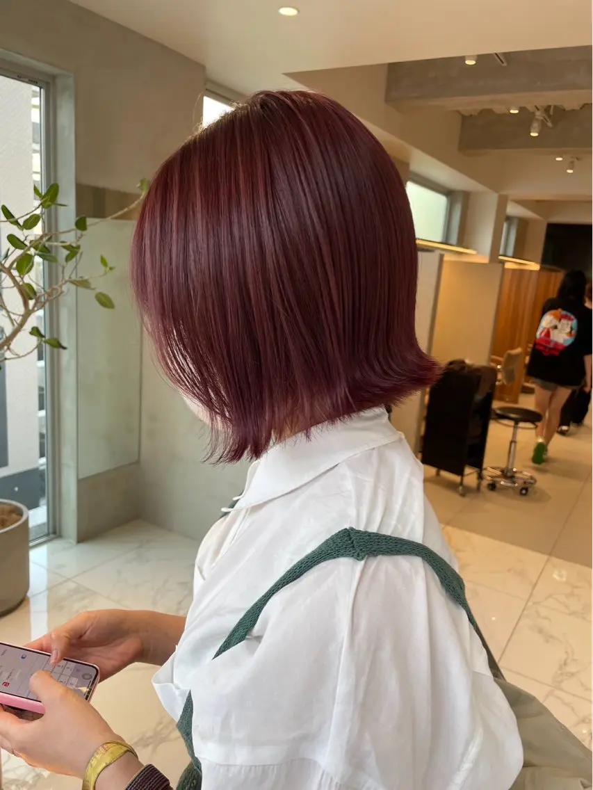 ミディアム ボブ くびれヘア 🫒🫒ブリーチなし 艶カラー🫒ヤマシロのヘアスタイル