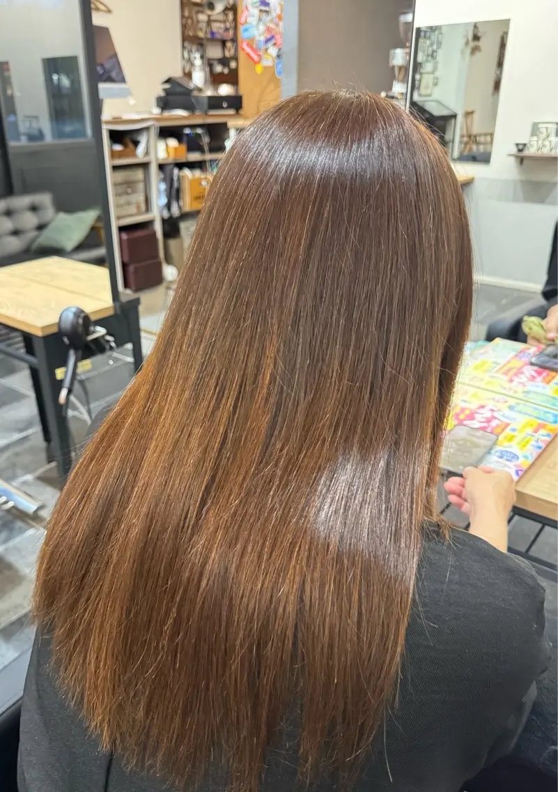 ロング 縮毛矯正 福井 遥人のヘアスタイル