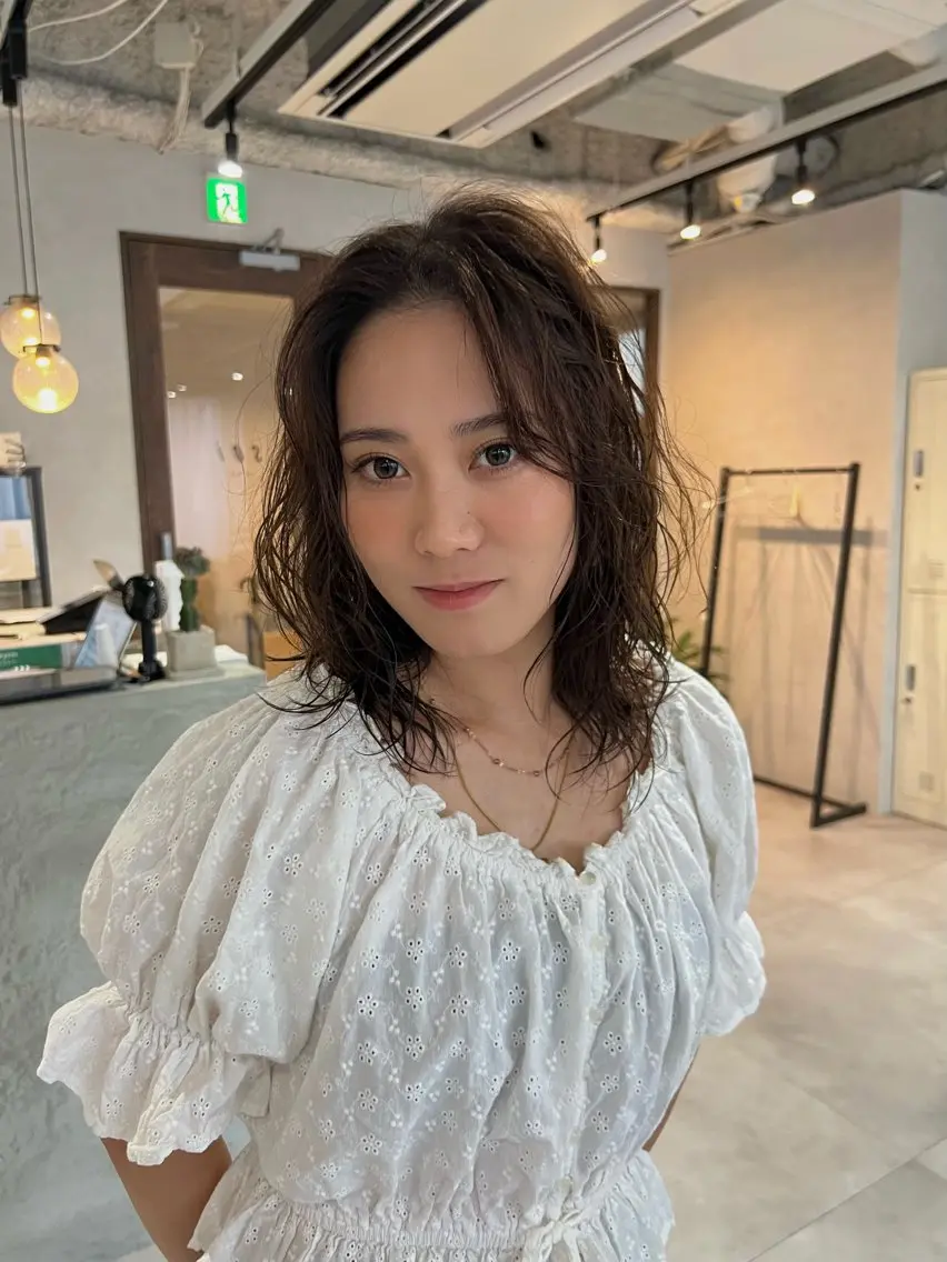 ミディアム ミディアムパーマ レイヤーカット カット パーマ ボブ/パーマ 村中　仁人のヘアスタイル