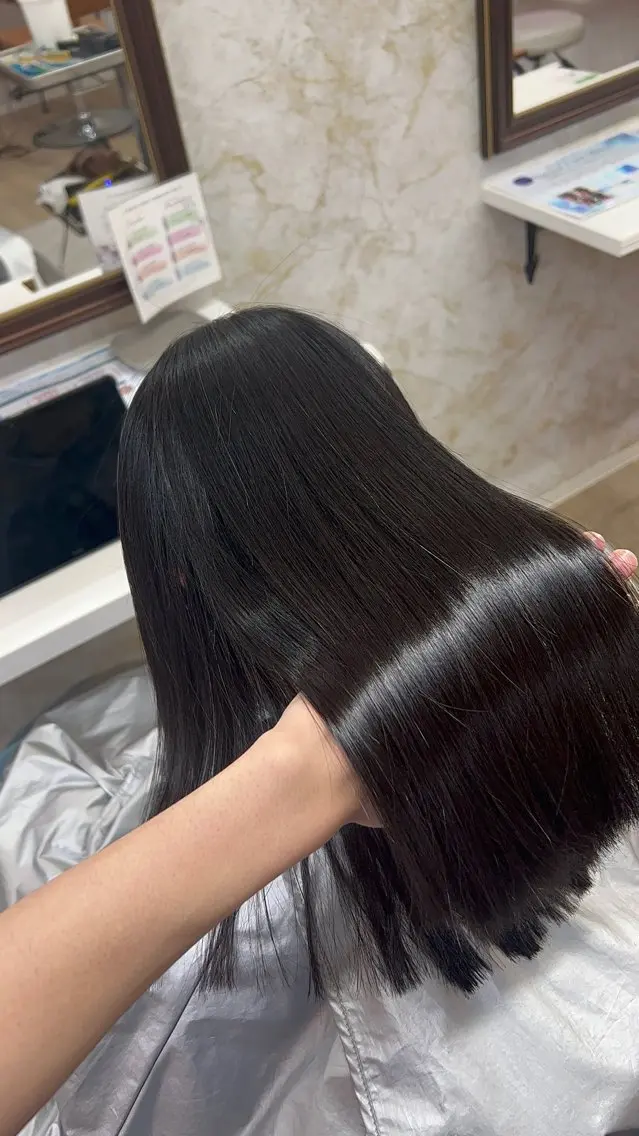 ミディアム 縮毛矯正 髪質改善/ メンズカット・パーマのヘアスタイル