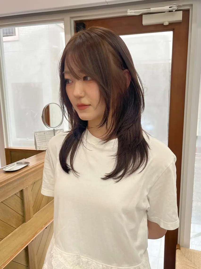 セミロング カラー カット ヘアカラー トリートメント ベージュ⟡˖レイヤー ˖ ࣪⊹あずきのヘアスタイル