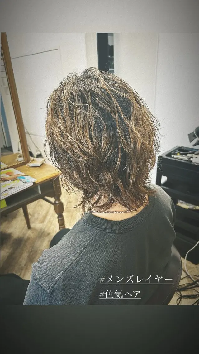 ミディアム メンズ レイヤーカット 💎AXIS 本店 うらら💎のヘアスタイル
