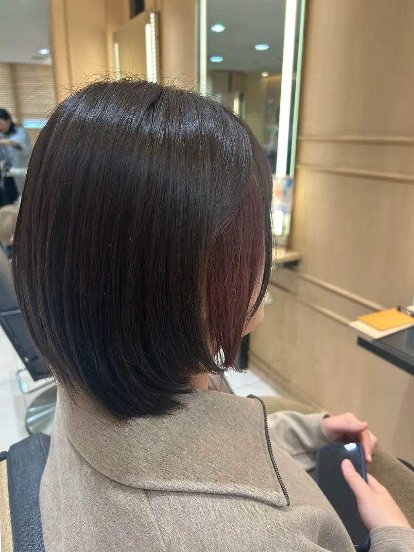 ミディアム カラー ゆめ ベージュカラーのヘアスタイル