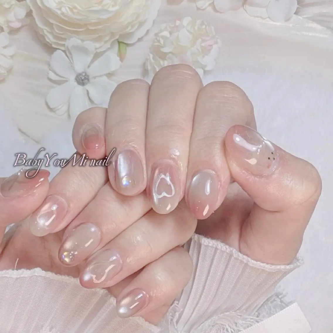 ネイル オーロラネイル 成人式 フットネイル フレンチネイル ジェルネイル ハンドネイル BabyYouMi nailのネイルデザイン
