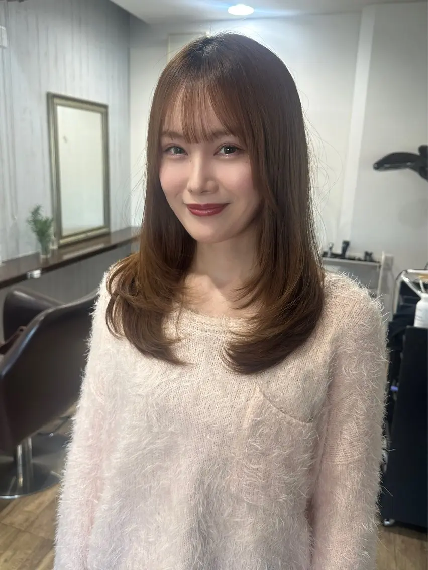 セミロング ハッシュカット レイヤーカット カット ヘアカラー トリートメント 髪質改善/韓国風 レイヤー/田村祐樹のヘアスタイル