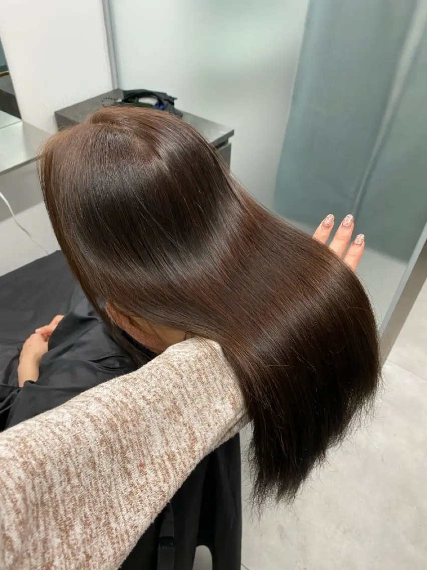 ロング パーマ 髪質改善 韓国風ヘア ストレートパーマ 江坂トレンド韓国風 髪質改善shinoのヘアスタイル
